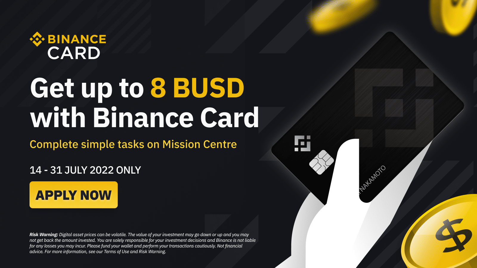 Get Up to 8 BUSD by Completing Missions with Your Binance Card!