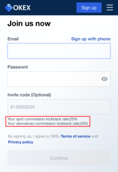 OKEx invite code is "8145050535"